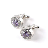 Luxury Cufflinks For Mens And Women Zircon white purple Crystal clear Cuff Button High Quality Accessoire gift for groom wedding