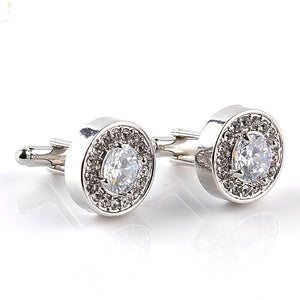 Luxury Cufflinks For Mens And Women Zircon white purple Crystal clear Cuff Button High Quality Accessoire gift for groom wedding
