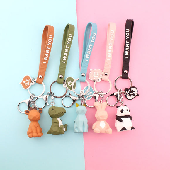 Lovely Animal Dinosaur Rabbit Panda Deer Keychain Keyring For Women Jewelry Cute Silicone Doll Key Holder Keyring Gift K57