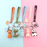 Lovely Animal Dinosaur Rabbit Panda Deer Keychain Keyring For Women Jewelry Cute Silicone Doll Key Holder Keyring Gift K57