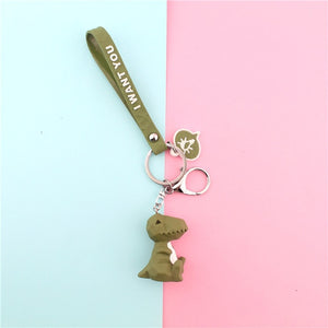Lovely Animal Dinosaur Rabbit Panda Deer Keychain Keyring For Women Jewelry Cute Silicone Doll Key Holder Keyring Gift K57