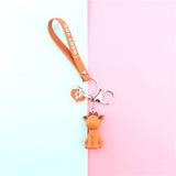 Lovely Animal Dinosaur Rabbit Panda Deer Keychain Keyring For Women Jewelry Cute Silicone Doll Key Holder Keyring Gift K57