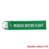 Remove Before Flight Car Keychains Berloques Red Embroidery Highlight Key Fobs Chains Jewelry Aviation Gifts Chaveiro Masculino