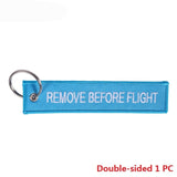Remove Before Flight Car Keychains Berloques Red Embroidery Highlight Key Fobs Chains Jewelry Aviation Gifts Chaveiro Masculino