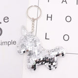 1PCS Dolphin Star Unicorn animal Keychain Glitter Pompom Sequins Key Chain Gifts for Women  Car Bag Accessories Key Ring Jewelry