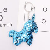 1PCS Dolphin Star Unicorn animal Keychain Glitter Pompom Sequins Key Chain Gifts for Women  Car Bag Accessories Key Ring Jewelry