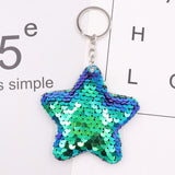 1PCS Dolphin Star Unicorn animal Keychain Glitter Pompom Sequins Key Chain Gifts for Women  Car Bag Accessories Key Ring Jewelry
