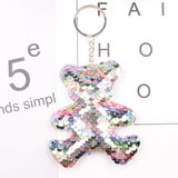 1PCS Dolphin Star Unicorn animal Keychain Glitter Pompom Sequins Key Chain Gifts for Women  Car Bag Accessories Key Ring Jewelry