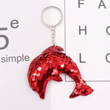 1PCS Dolphin Star Unicorn animal Keychain Glitter Pompom Sequins Key Chain Gifts for Women  Car Bag Accessories Key Ring Jewelry