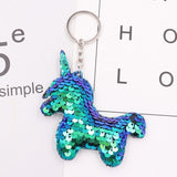 1PCS Dolphin Star Unicorn animal Keychain Glitter Pompom Sequins Key Chain Gifts for Women  Car Bag Accessories Key Ring Jewelry