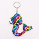 1PCS Dolphin Star Unicorn animal Keychain Glitter Pompom Sequins Key Chain Gifts for Women  Car Bag Accessories Key Ring Jewelry