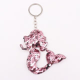 1PCS Dolphin Star Unicorn animal Keychain Glitter Pompom Sequins Key Chain Gifts for Women  Car Bag Accessories Key Ring Jewelry