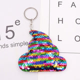 1PCS Dolphin Star Unicorn animal Keychain Glitter Pompom Sequins Key Chain Gifts for Women  Car Bag Accessories Key Ring Jewelry