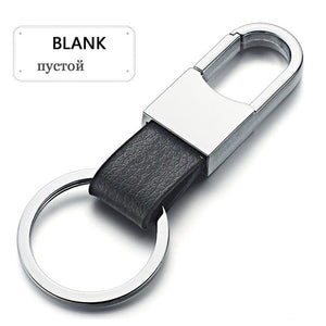 Dalaful Custom Lettering Keyring Keychain Genuine Leather Men's Simple Key chains Holder Keyfob For Car Accessories Gift K212
