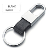 Dalaful Custom Lettering Keyring Keychain Genuine Leather Men's Simple Key chains Holder Keyfob For Car Accessories Gift K212