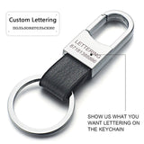 Dalaful Custom Lettering Keyring Keychain Genuine Leather Men's Simple Key chains Holder Keyfob For Car Accessories Gift K212