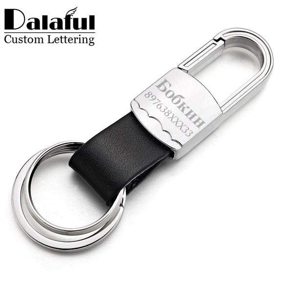 Custom Lettering Keyring Keychain Leather Men's Key Chains Holder For Car Engrave Name Customized Logo Personalized Gift K373