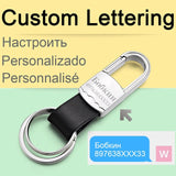 Custom Lettering Keyring Keychain Leather Men's Key Chains Holder For Car Engrave Name Customized Logo Personalized Gift K373