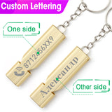 Customized Whistle Keychain Double Pipe High Decibel Outdoor Emergency Survival Engraved Logo Name Anti-lost EDC Keyrings K383
