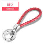 15 Colors PU Leather Braided Woven Rope Double Rings Fit DIY bag Pendant Key Chains Holder Car Keyrings Men Women Keychains K224