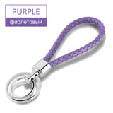 15 Colors PU Leather Braided Woven Rope Double Rings Fit DIY bag Pendant Key Chains Holder Car Keyrings Men Women Keychains K224
