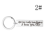 Fashion Keyring Drive Safe Name Stainless Steel Keychain Couples Key Rings Women Men Friend Family Key Chain Pendant Jewelry