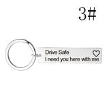 Fashion Keyring Drive Safe Name Stainless Steel Keychain Couples Key Rings Women Men Friend Family Key Chain Pendant Jewelry