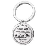 Fashion Keyring Drive Safe Name Stainless Steel Keychain Couples Key Rings Women Men Friend Family Key Chain Pendant Jewelry