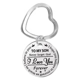 Fashion Keyring Drive Safe Name Stainless Steel Keychain Couples Key Rings Women Men Friend Family Key Chain Pendant Jewelry