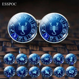 12 Constellation Wedding Cufflinks for Men Silver Alloy Suit Cuff Links Buttons Best Man Cufflinks Set Men Zodiac Jewelry