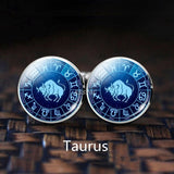 12 Constellation Wedding Cufflinks for Men Silver Alloy Suit Cuff Links Buttons Best Man Cufflinks Set Men Zodiac Jewelry