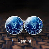 12 Constellation Wedding Cufflinks for Men Silver Alloy Suit Cuff Links Buttons Best Man Cufflinks Set Men Zodiac Jewelry