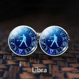 12 Constellation Wedding Cufflinks for Men Silver Alloy Suit Cuff Links Buttons Best Man Cufflinks Set Men Zodiac Jewelry