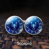 12 Constellation Wedding Cufflinks for Men Silver Alloy Suit Cuff Links Buttons Best Man Cufflinks Set Men Zodiac Jewelry