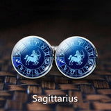 12 Constellation Wedding Cufflinks for Men Silver Alloy Suit Cuff Links Buttons Best Man Cufflinks Set Men Zodiac Jewelry