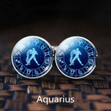 12 Constellation Wedding Cufflinks for Men Silver Alloy Suit Cuff Links Buttons Best Man Cufflinks Set Men Zodiac Jewelry
