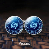 12 Constellation Wedding Cufflinks for Men Silver Alloy Suit Cuff Links Buttons Best Man Cufflinks Set Men Zodiac Jewelry
