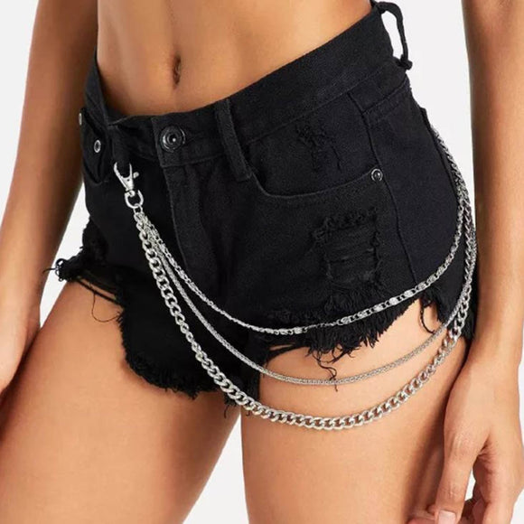 Punk Street Trouser Keychain for Women Girl Metal Wallet Belt Chain Hipster Key Chain Pant Keyring HipHop Fashion Jewelry
