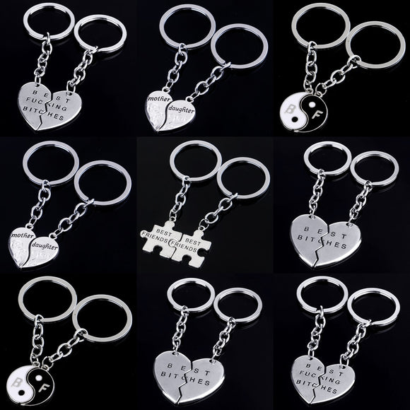 2 Pieces keyrings Puzzle Friendship Jigsaw Charm Pendant Keychains Best Friend Key Rings Gifts BFF Jewelry Women Accessories Hot