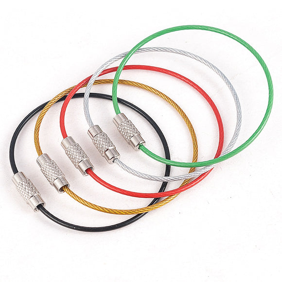 5PC Stainless Steel Wire Keychain Cable Rope Key Holder Keyring 5 Colors Key Chain Rings Women Men Jewelry