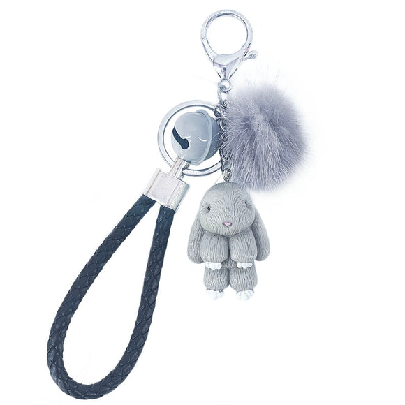 Rabbit Keychain Pokemon Fluffy Fur Ball Key Chains for Women Bags Pendant Decoration Pom Poms Keyring Fashion Kids Easter Gifts
