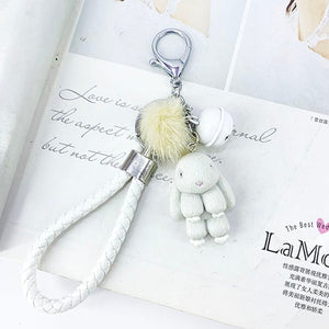 Rabbit Keychain Pokemon Fluffy Fur Ball Key Chains for Women Bags Pendant Decoration Pom Poms Keyring Fashion Kids Easter Gifts