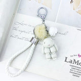 Rabbit Keychain Pokemon Fluffy Fur Ball Key Chains for Women Bags Pendant Decoration Pom Poms Keyring Fashion Kids Easter Gifts