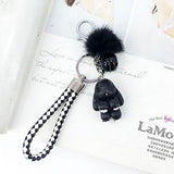 Rabbit Keychain Pokemon Fluffy Fur Ball Key Chains for Women Bags Pendant Decoration Pom Poms Keyring Fashion Kids Easter Gifts