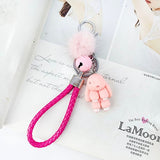Rabbit Keychain Pokemon Fluffy Fur Ball Key Chains for Women Bags Pendant Decoration Pom Poms Keyring Fashion Kids Easter Gifts