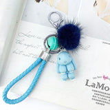 Rabbit Keychain Pokemon Fluffy Fur Ball Key Chains for Women Bags Pendant Decoration Pom Poms Keyring Fashion Kids Easter Gifts