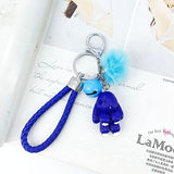Rabbit Keychain Pokemon Fluffy Fur Ball Key Chains for Women Bags Pendant Decoration Pom Poms Keyring Fashion Kids Easter Gifts