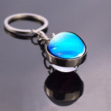 Full Moon Jupiter Planet Keychain Double Sided Glass Ball Cabochon Jewelry Galaxy Stars Nebula Ball Pendant Key Chain Men Gifts