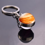 Full Moon Jupiter Planet Keychain Double Sided Glass Ball Cabochon Jewelry Galaxy Stars Nebula Ball Pendant Key Chain Men Gifts