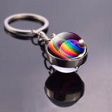 Full Moon Jupiter Planet Keychain Double Sided Glass Ball Cabochon Jewelry Galaxy Stars Nebula Ball Pendant Key Chain Men Gifts
